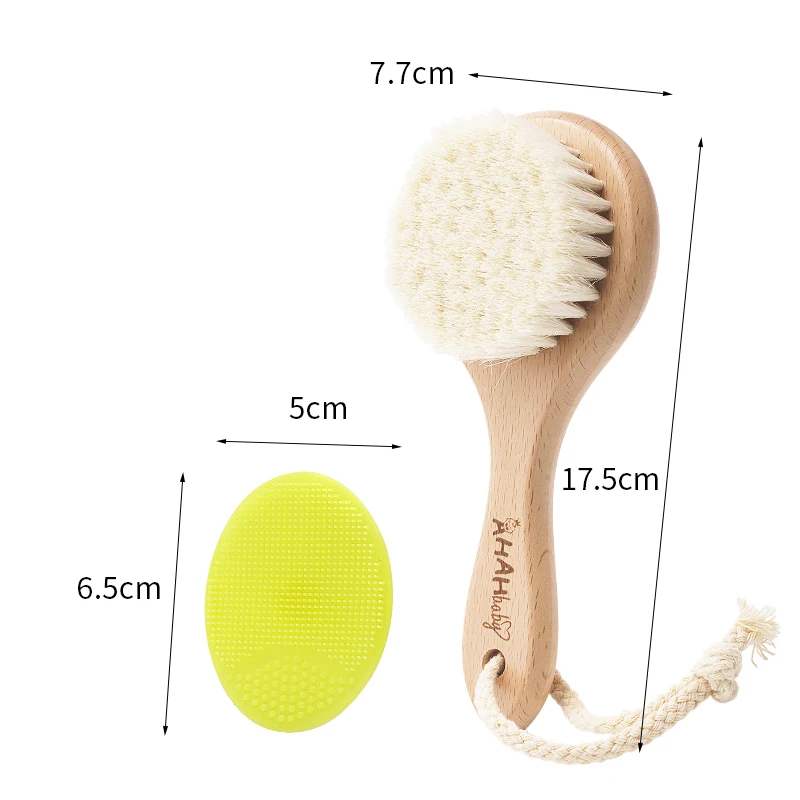 Personalized Baby Hair Bursh and Comb Set Natural Goat Baby Brush Newborn Kids Comb Set Wood Hair Brush Babies Accessories Bathi