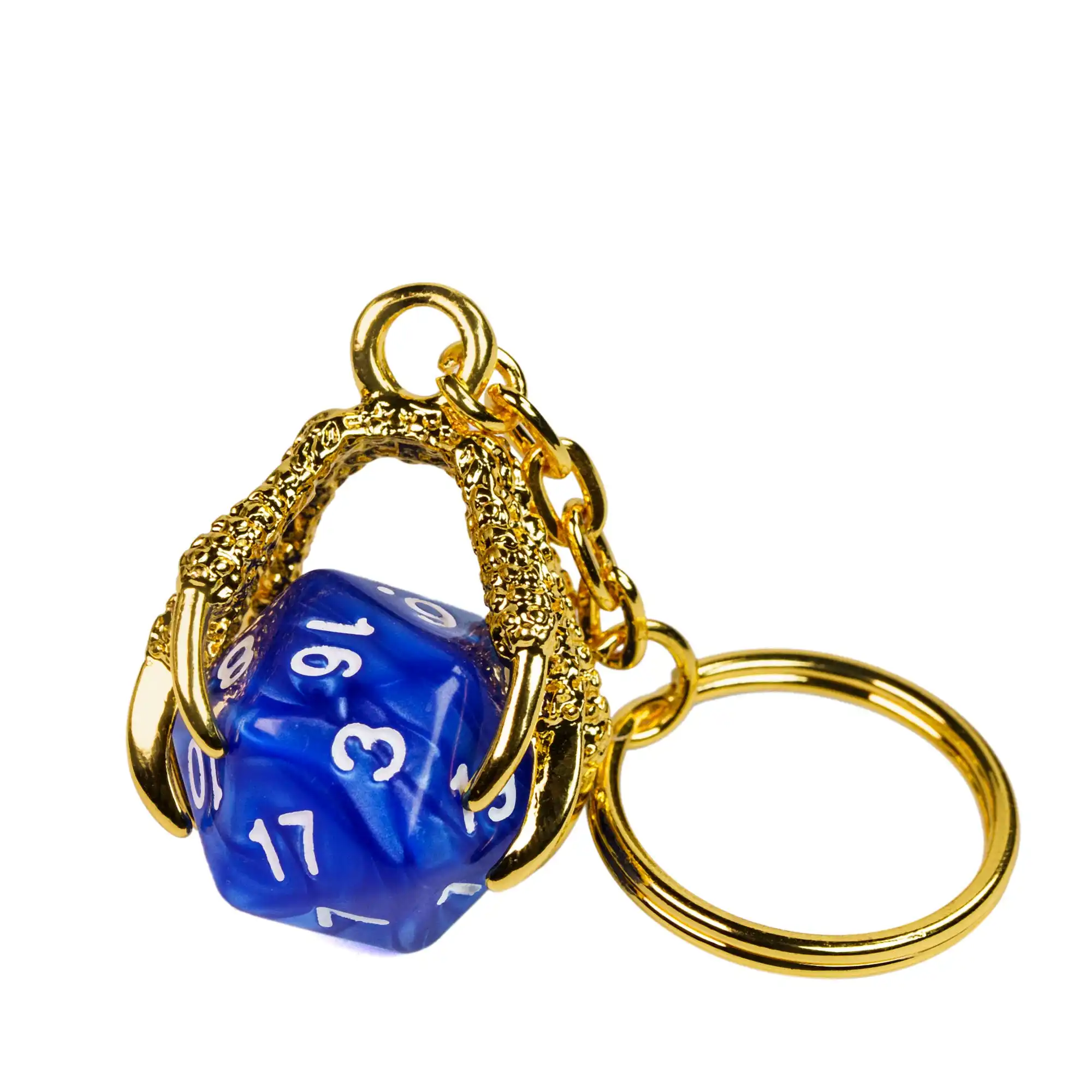 Poludie Creative Keychain D20 Key Ring RPG Dice Key Chain Dragon Claws and Pearl Textured Dice Key Holder For DND Game Lovers