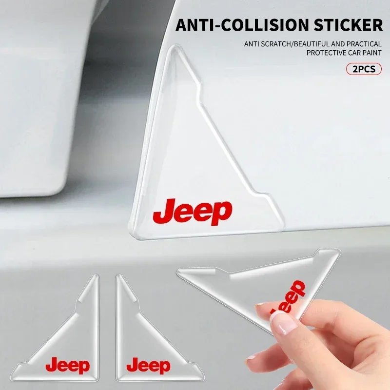 

2 шт. прозрачные наклейки-накладки на углы дверей автомобиля, защита от столкновений, для Jeep Renegade, Compass, Grand Cherokee, Wrangler JK, Gladiator
