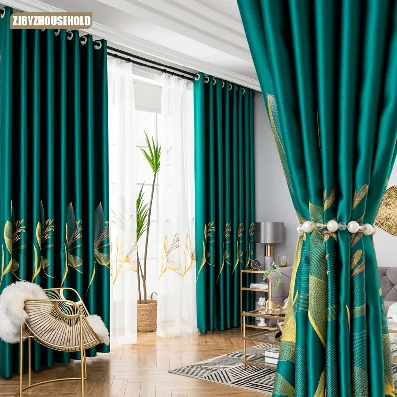 

High-grade Curtains for Living Dining Room Bedroom Luxury Embroidered Flower Curtain Fabrics