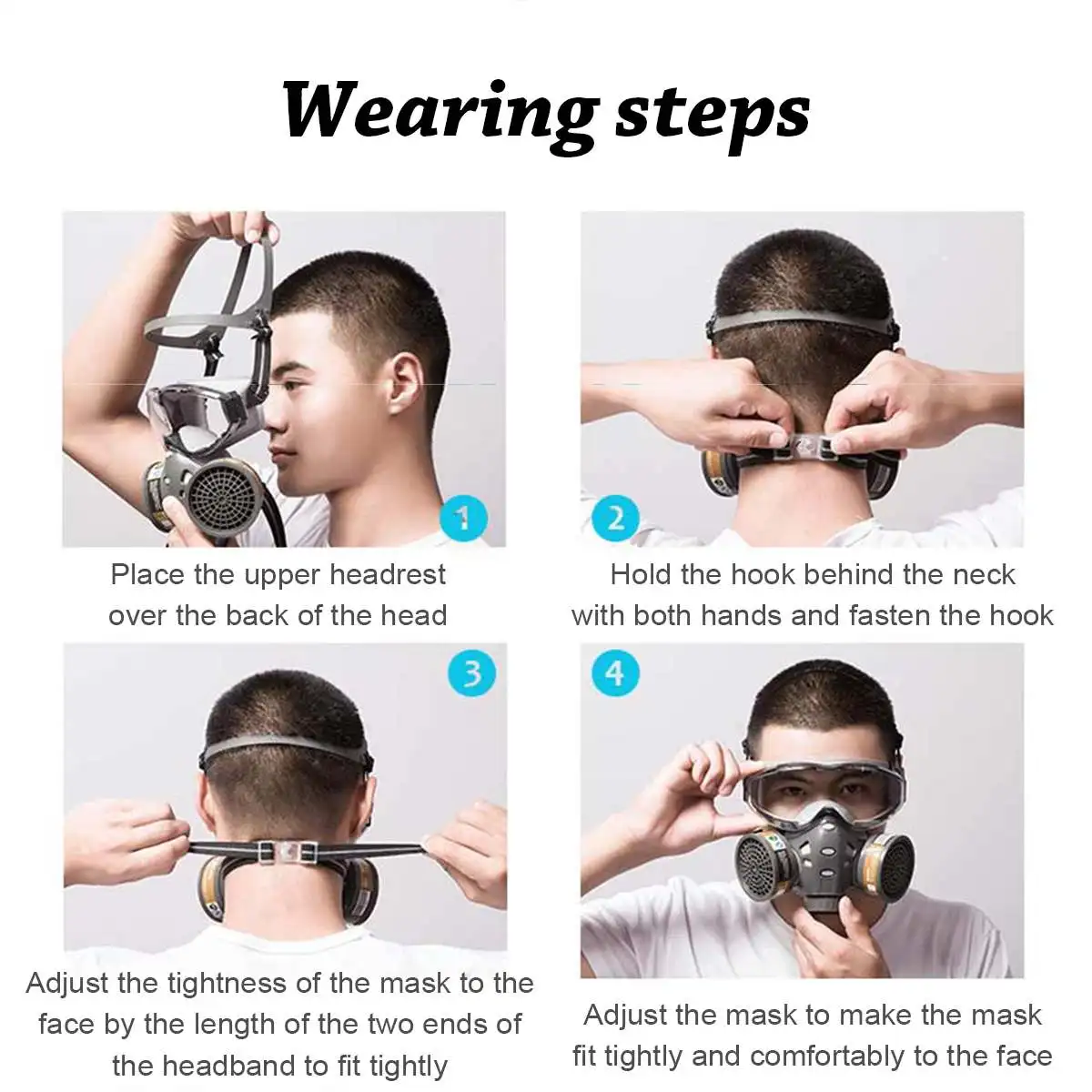 Respirador de media cara con gafas - proteccion polvo y bacterias - imagen 2