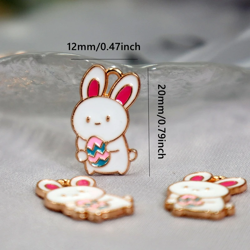 10pcs Cute Cartoon Flower Rabbit Alloy Pendant Sketches Ins Enamel Metal Charms DIY Necklace Bracelet Earring Keychain Accessory