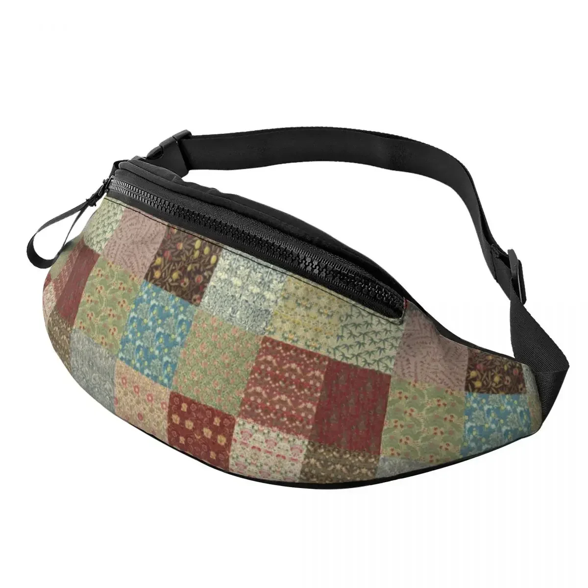 

Cool William Morris Pattern Fanny Pack Men Women Floral Textile Crossbody Waist Bag for Running Phone Money Pouch