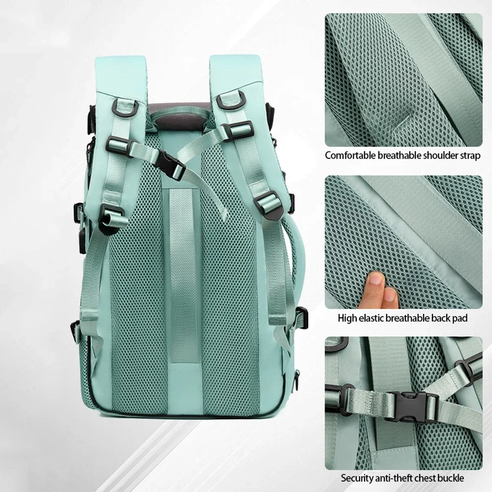 Mochila portátil impermeável com bolso de sapato para homens, Porta de carregamento USB oculta, Caminhadas e acampamentos, Negócios