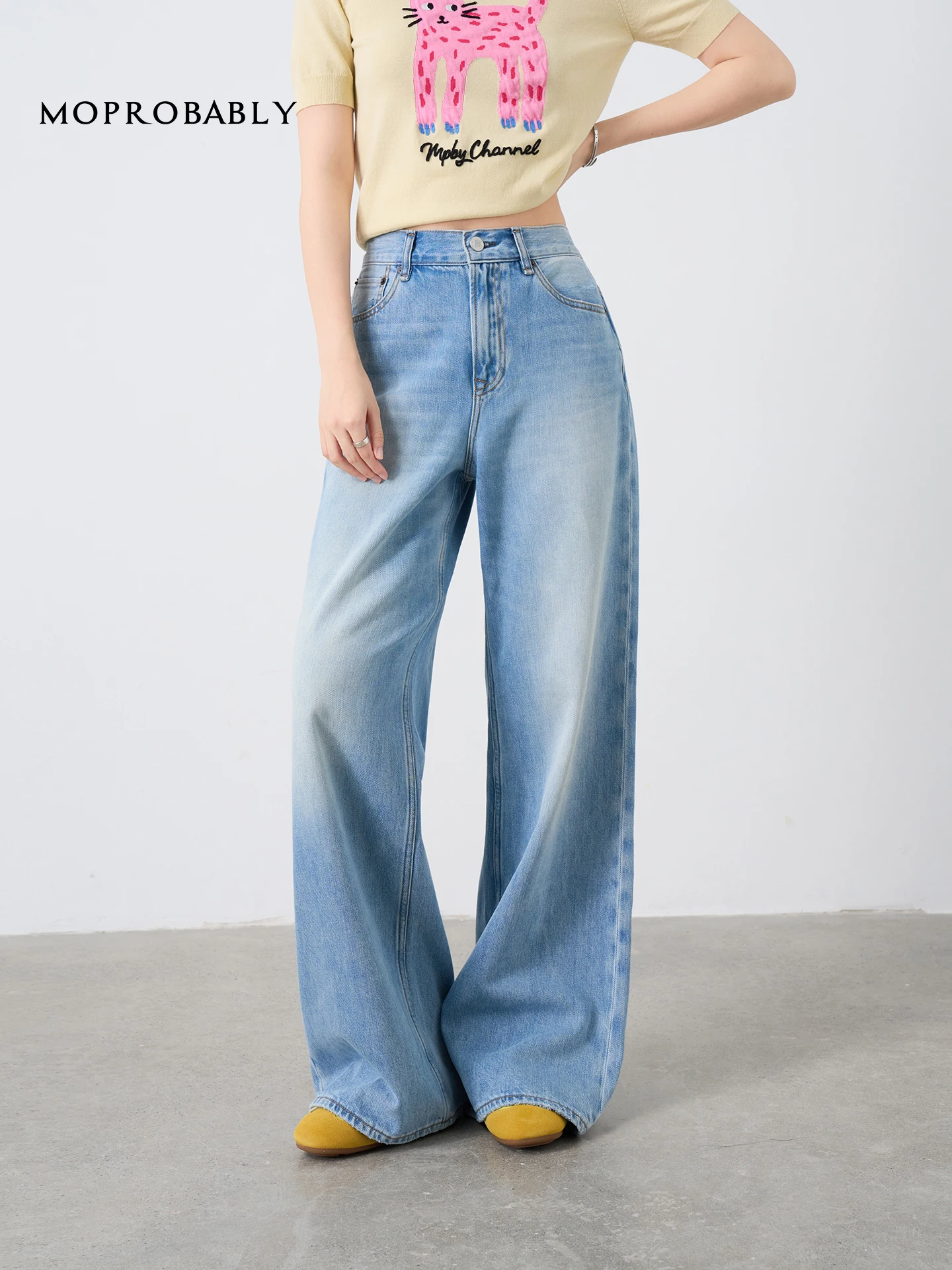 

Eternal Cotton Jeans Straight Leg Loose Fit Long Pants Waed out Sle Casual Women's Premium Denim Trousers by Li Ynu