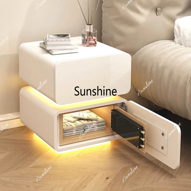 Luxury Premium Bedside Table With Light Trendy Bedroom Cute Nightstands With Secret Compartment Design Criado Mudo FurnitureY