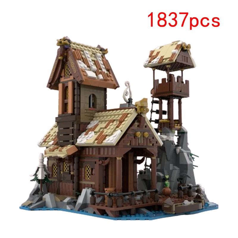 Spot Small Particle Assembly MOC-185525 Medieval Architecture House Children's Puzzle 1837pcs Toys DIY Creative Gift Ornament