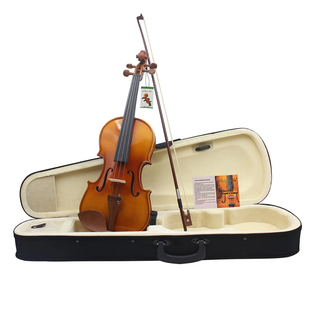 Astonvilla AV-05 4/4 Full Size Violin Spruce Panel Acoustic Violin Fiddle With Case Bow Strings Shoulder Rest Tuner Cloth