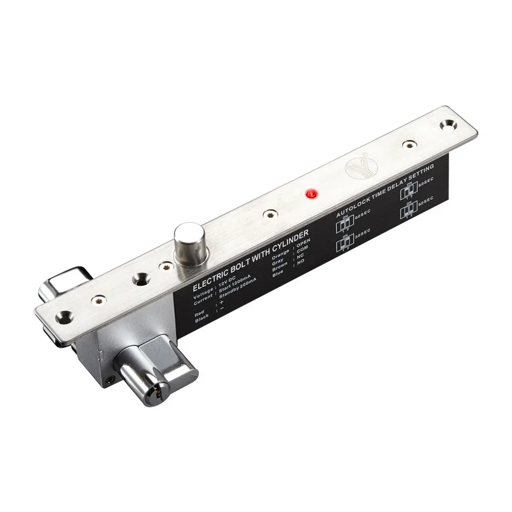 2025Fail Secure Electric Bolt for access control deadbolt lock W/Cylinder YB-600B(LED)