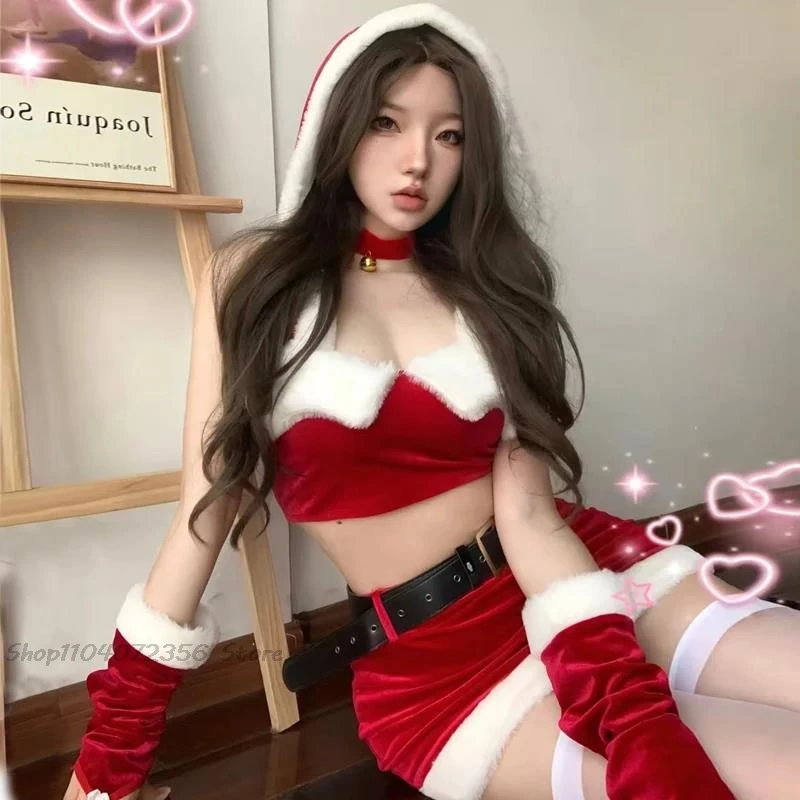 Hot Christmas Outfit Costumi cosplay di Babbo Natale super sexy per le donne Festa di festa Club Performance Servizio fotografico Seducente allettante