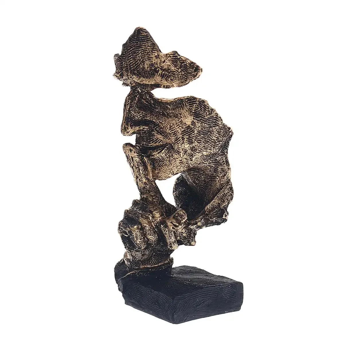 Nórdico simples estatueta abstrata ornamentos, O silêncio é escultura de ouro, Office Home Decoração Acessórios, Modern Art Resin Decor