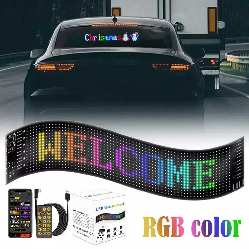 

LED Matrix Pixel Panel Light Flexible Display Screen Bluetooth Remote Control Programmable Automotive DIY Car Truck Lighting