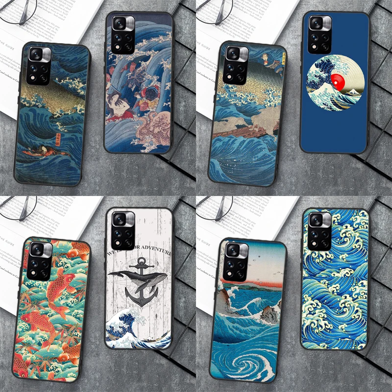 Japanese Pub Wave Anime Art Case For Xiaomi Redmi Note 12 11 10 9 8 Pro Note 12S 11S 10S 9S Cover For Redmi 9 10 12 C