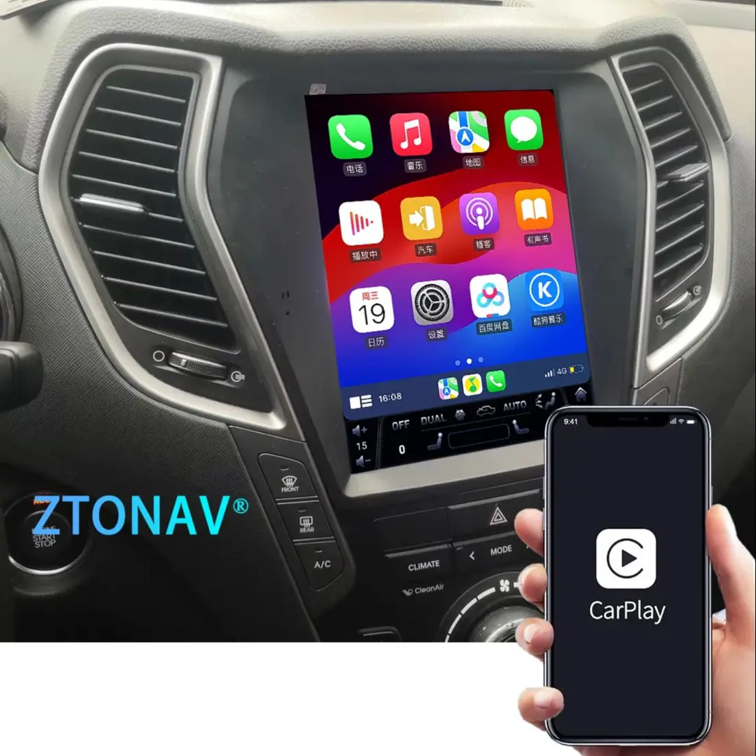 Tesla Screen Android Car Radio For Hyundai Santa Fe IX45 2012 2013 2014 - 2017 Multimedia Video Player Navigation GPS