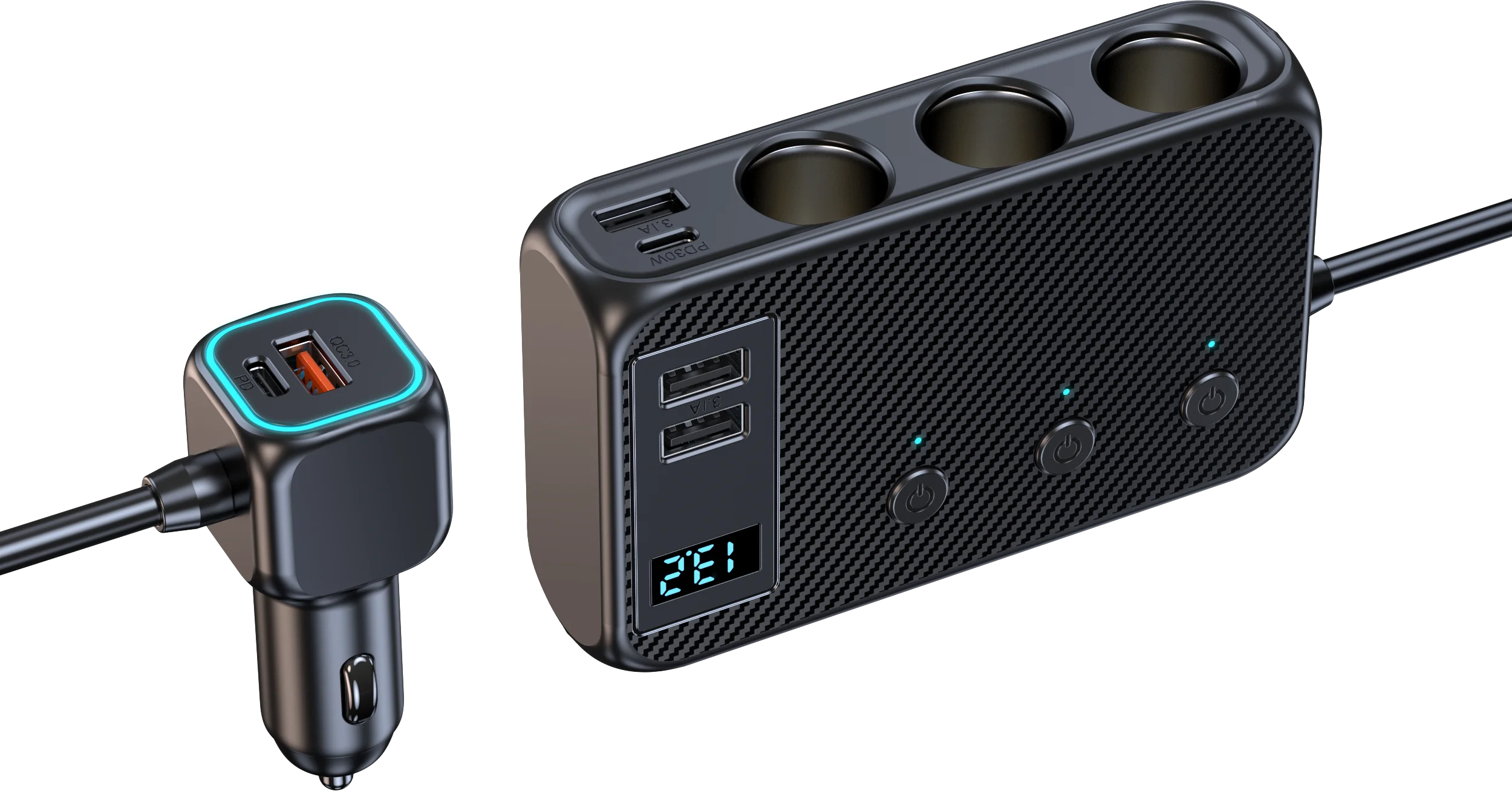 171 Вт 9 в 1 Автомобильное зарядное устройство многопортовый адаптер PD 3 Разветвитель Прикуривателя