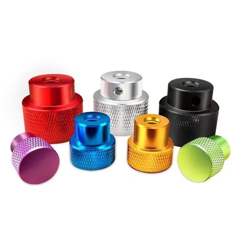 Aluminum Alloy Knurled Hand‑Tight Nut Red Anodized Blind Hole Grip Knob Nut M6 M8 M10 M24 for Machinery Inspection Fixture
