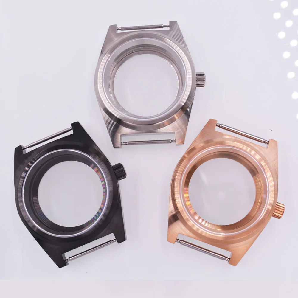 

38mm Sapphire Glass Watch Case Fit NH35 NH36 PT5000 ETA2824 ST2130 Movement Black/Silver/Rose Gold Watch Case