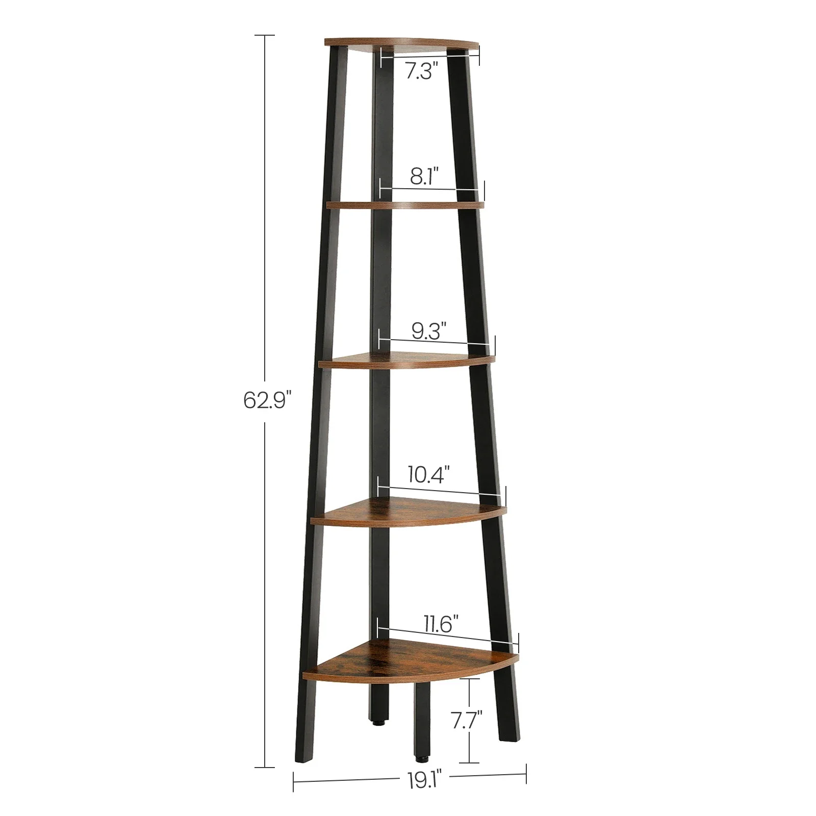Factory Direct 2026 #5 tier Vintage triangle rustic corner flower shelf, living room wood corner ladder display book shelf