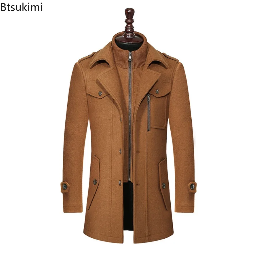 

2025 Men's Fashion High-End Business Woolen Coat Atmosphere Long Thickened Wool Overcoat Autumn Winter Middle-Aged Stylish Coats