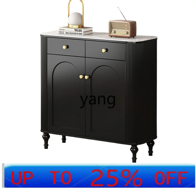 

LTT French entry shoe cabinet household door light luxury black indoor entrance cabinet integrated