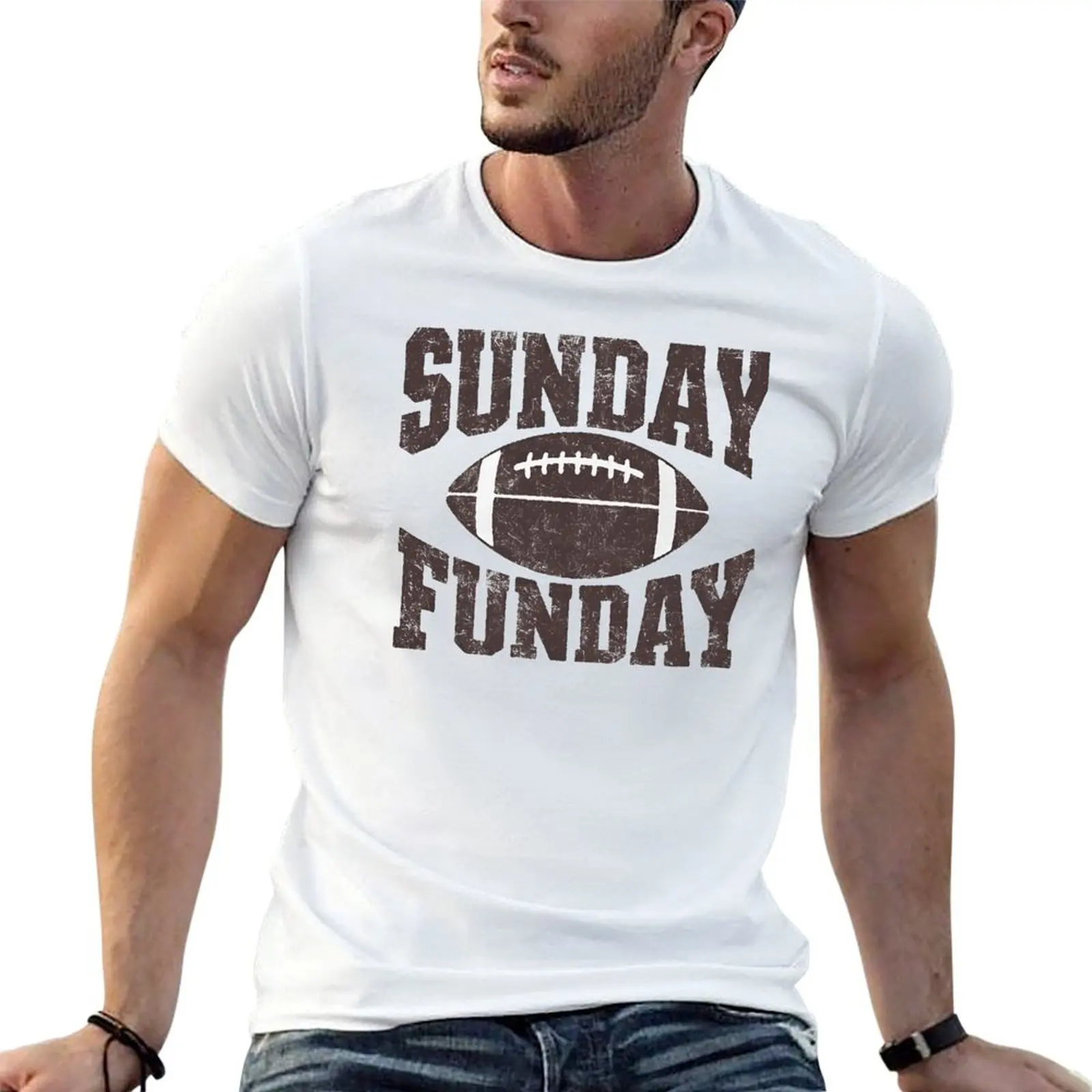 

Футболка Sunday Funday Football Design с круглым вырезом, футболка с изображением кампании, винтажная футболка для соревнований по аэроктивности, забавный винтажный размер США