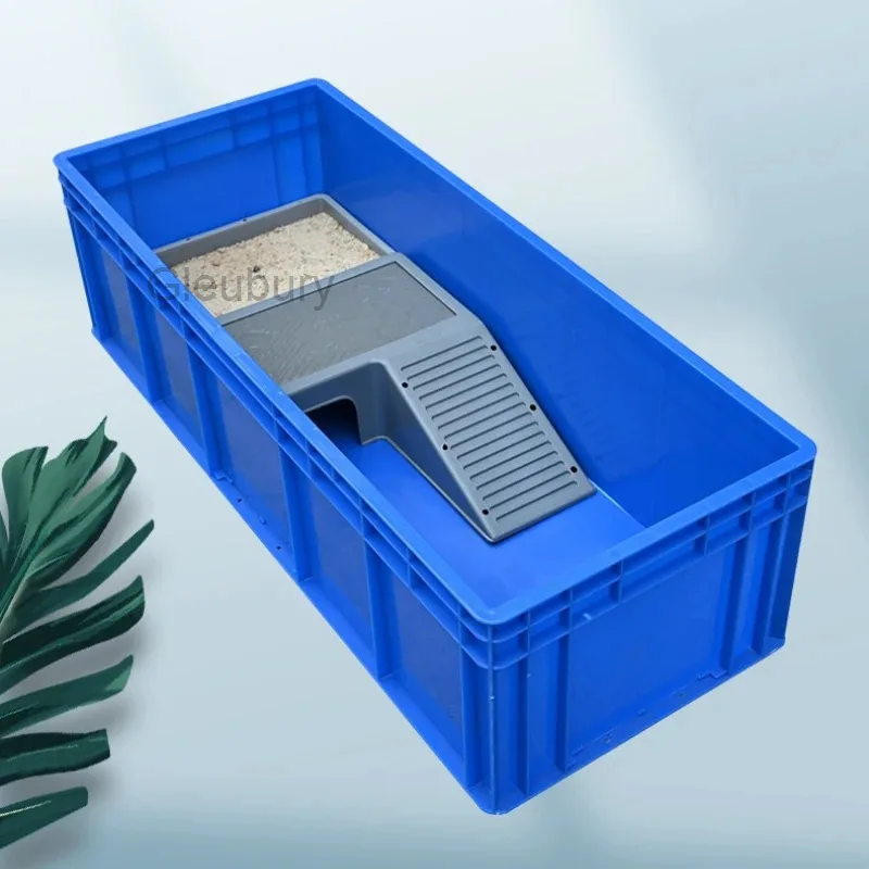 Turtle Feeding Box Large Plastic Turtles Terrarium with Basking Platform Thicken Side Row Turtle Boxes Turtles House Habitat