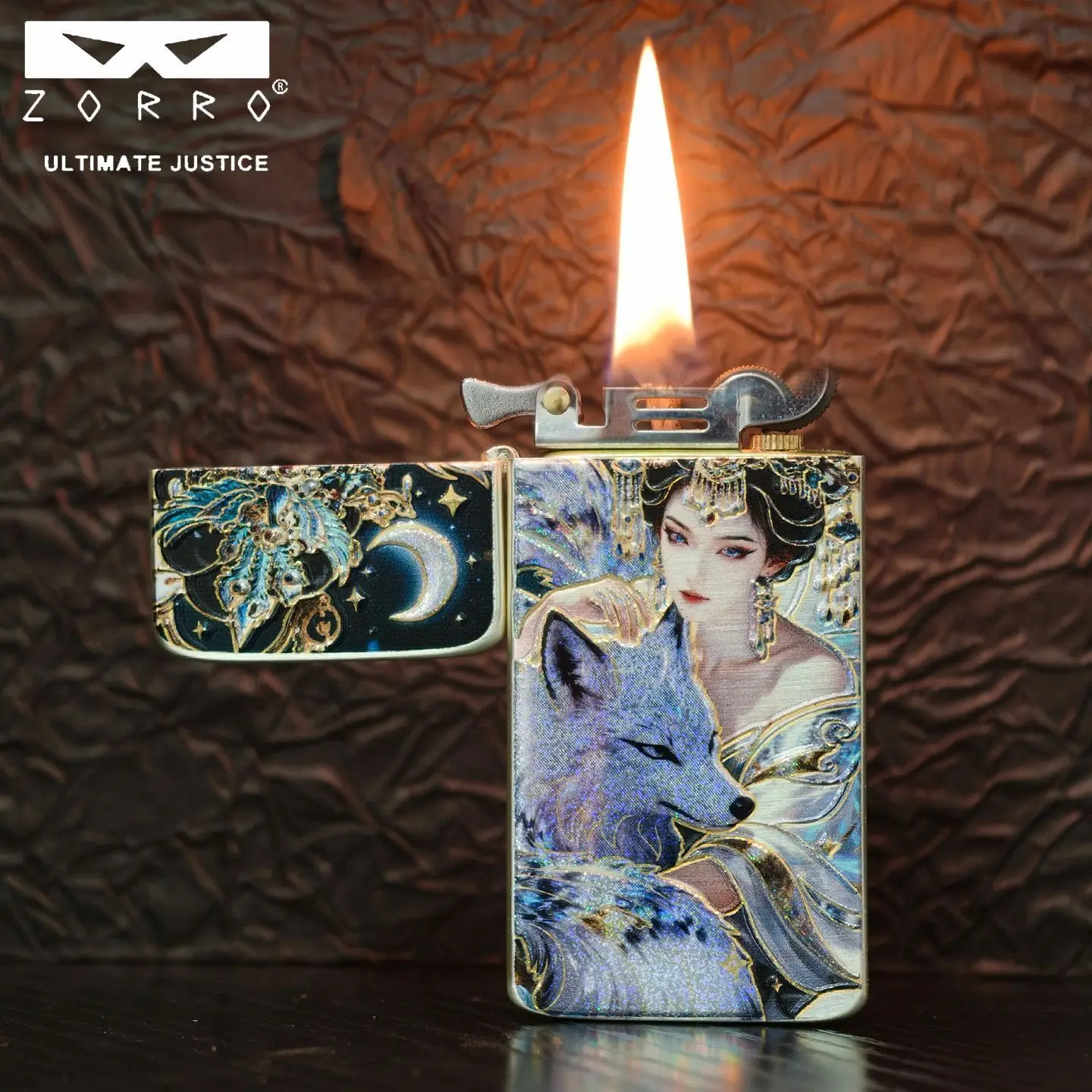 

ZORRO Ультратонкая 3D-зажигалка с тиснением и золотым покрытием «Девять Небесных Богинь», из чистой меди, ZC5, обновленная версия второго поколения