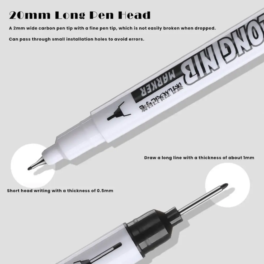 4 Colors Construction Marker Pen Long Head 20mm Deep Hole Carpenter Perforating Pen Double Nib Deep Hole Marker Pen