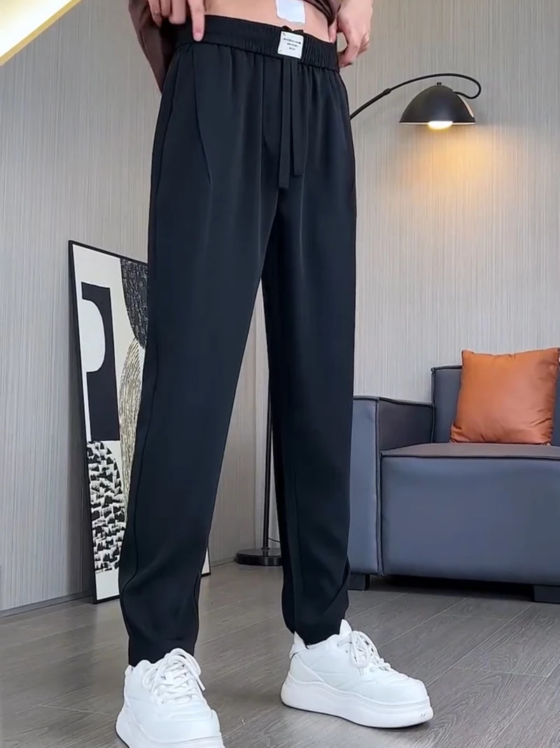 

ACMEOSTUDO Men's Summer Thin Breathable Casual Pants Smooth Anti-Wrinkle Loose Straight Leg Trendy Korean Sle Long Trousers