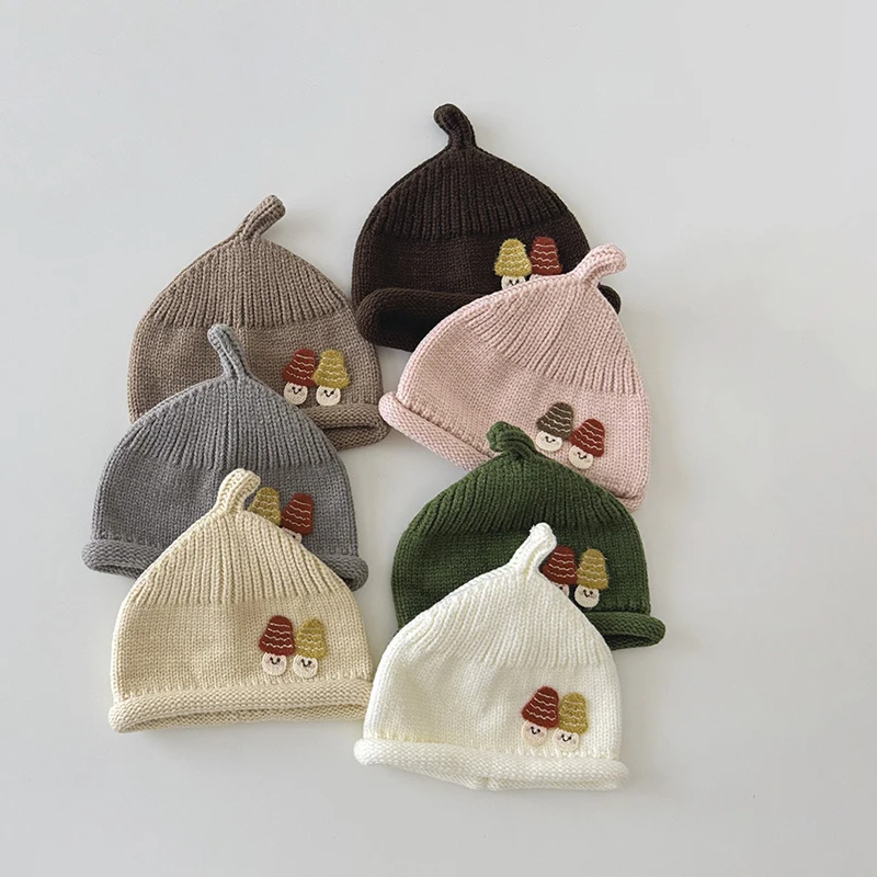 

Autumn Winter Baby Beanies Lovely Mushroom Accessories Kids Boys Girls Knitted Hats Soft Warm Children Caps