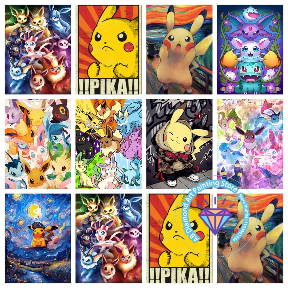 

Cartoon Pet Pikachu AB Diamond Painting Kit Square Round Diamond 5D DIY Cross Embroidery Handmade Art Unique Gift Home Decor