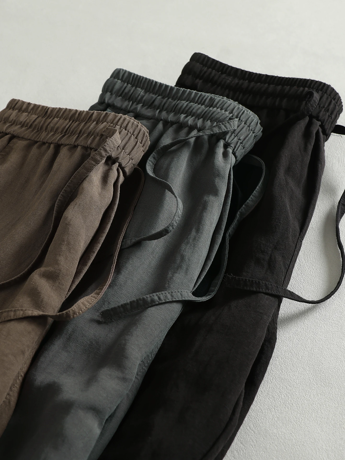 Linen Blend Casual Loose Men's Shorts Comfortable Elastic Waist American Style Summer Five-Point Straight Leg Pants
