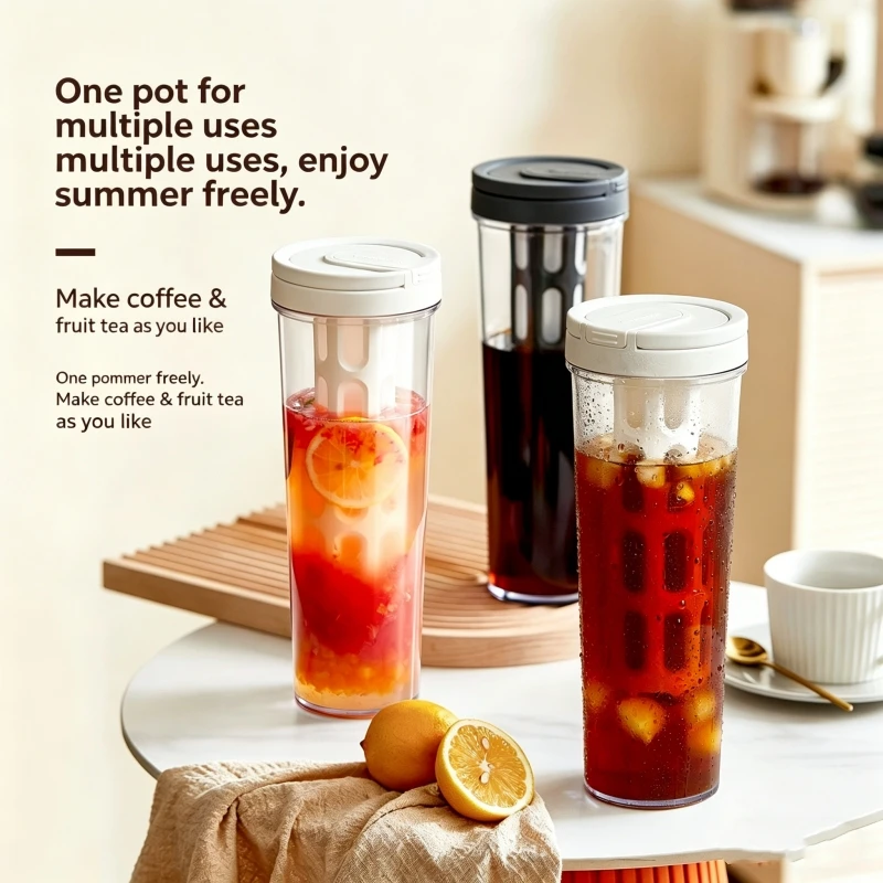 Jarra para café cold brew, jarra para chá de flores resistente ao calor, jarra doméstica para cold brew, garrafa para cold brew de chá de frutas com alça, para uso externo