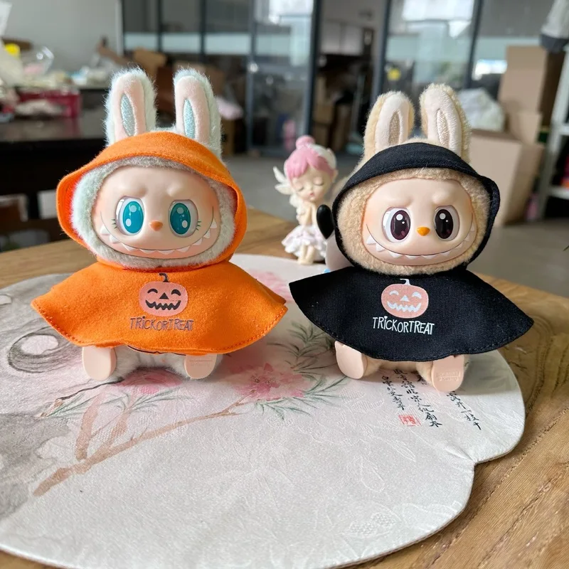 

clothes for labubu first and second generation pendants, labubu clothes, bib, Halloween pumpkin bat shirt cloak small cloak