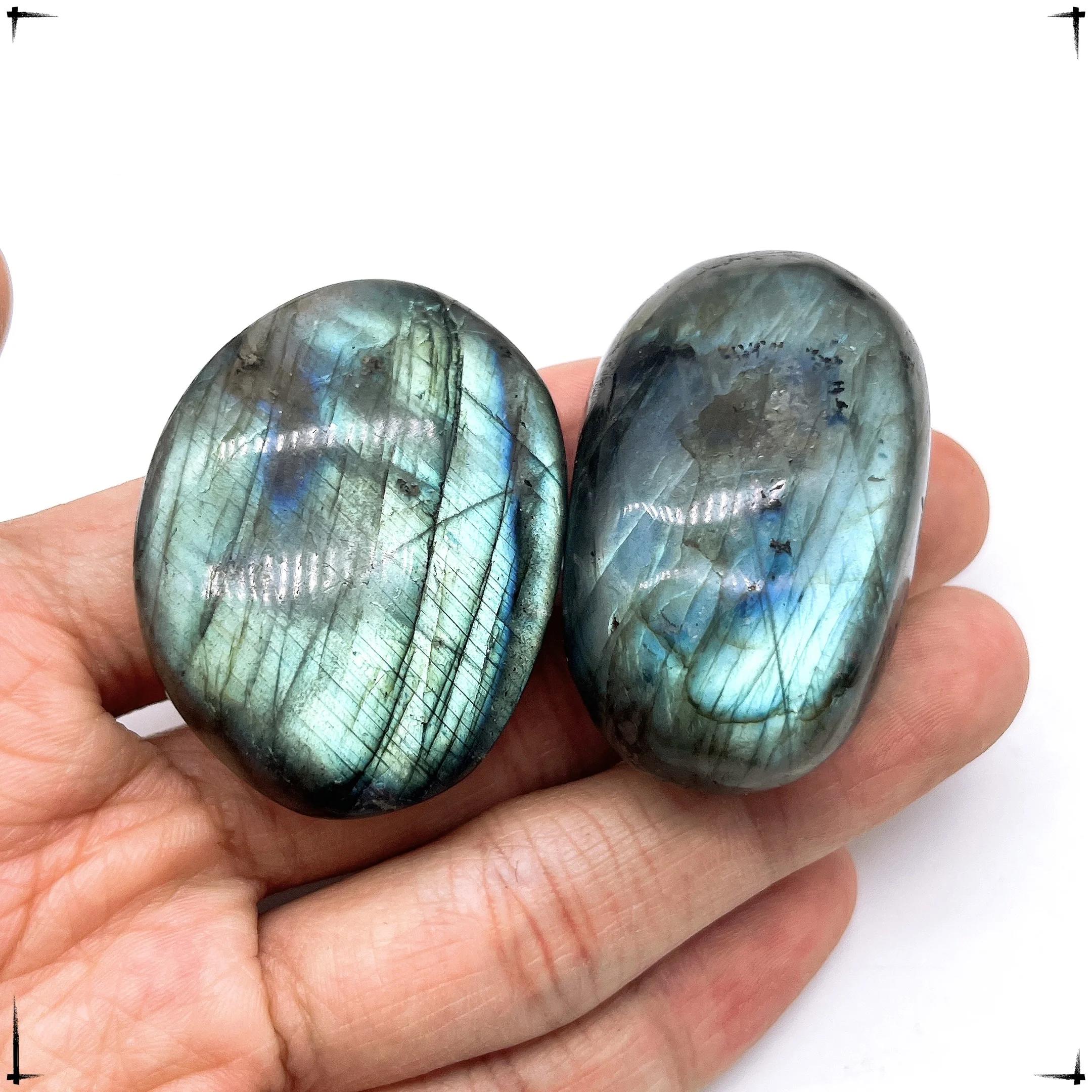 35-50MM Blue Flash Natural Tumbled Raw Natural Crystal Quartz Labradorite Palm Stone Crystal Reiki Healing Home Garden Decor