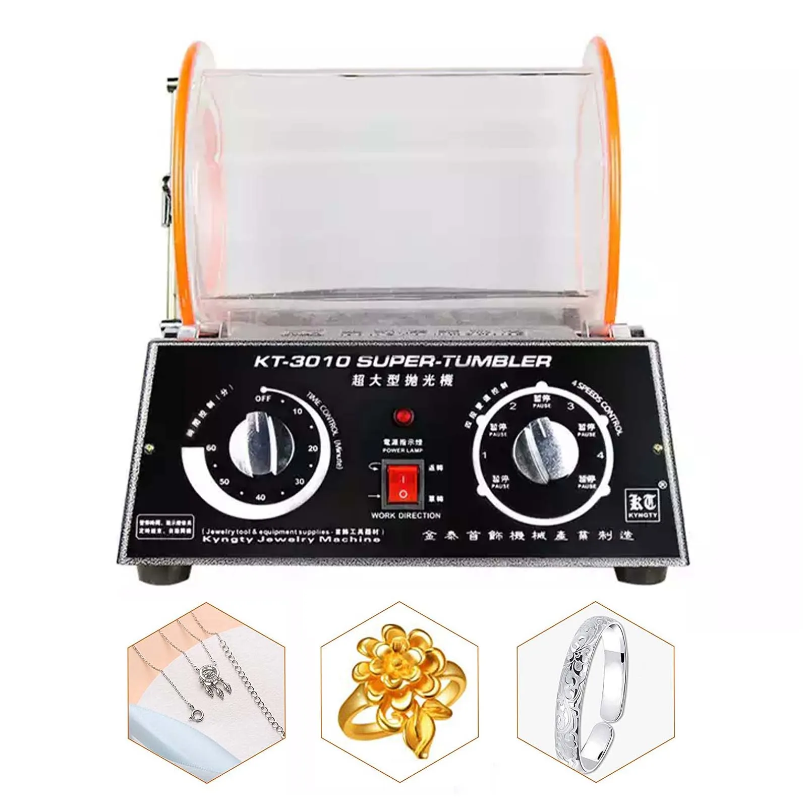 

Jewelry Polising Drum Rotary Tumbler KT-3010 Gold and Silver Jewelry Polishing Machine Finishing Device For Chamfering