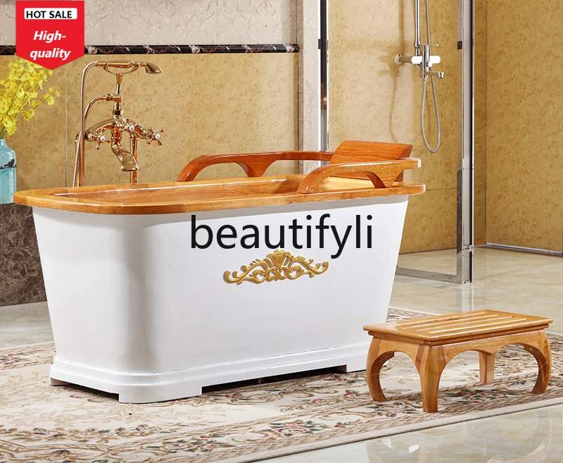 

Hand-carved bath tub bath, beauty salon bath wood adult bath tub wooden bucket, household D1089