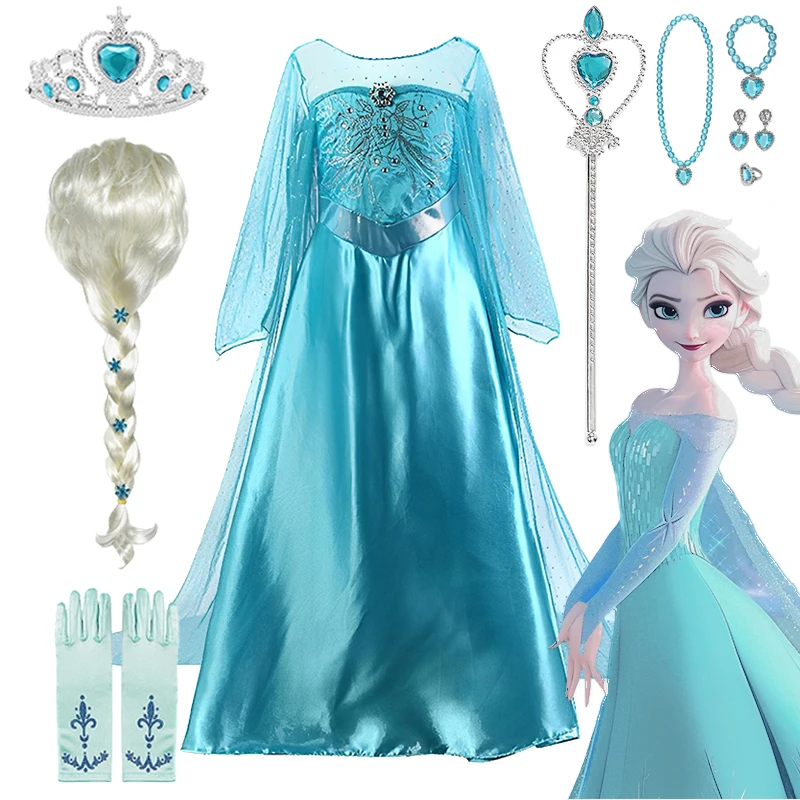 

Disney Girls Frozen Elsa Princess Dress Children Elsa Cosplay Costume Frozen Costumes Halloween Carnival Birthday Party Clothing