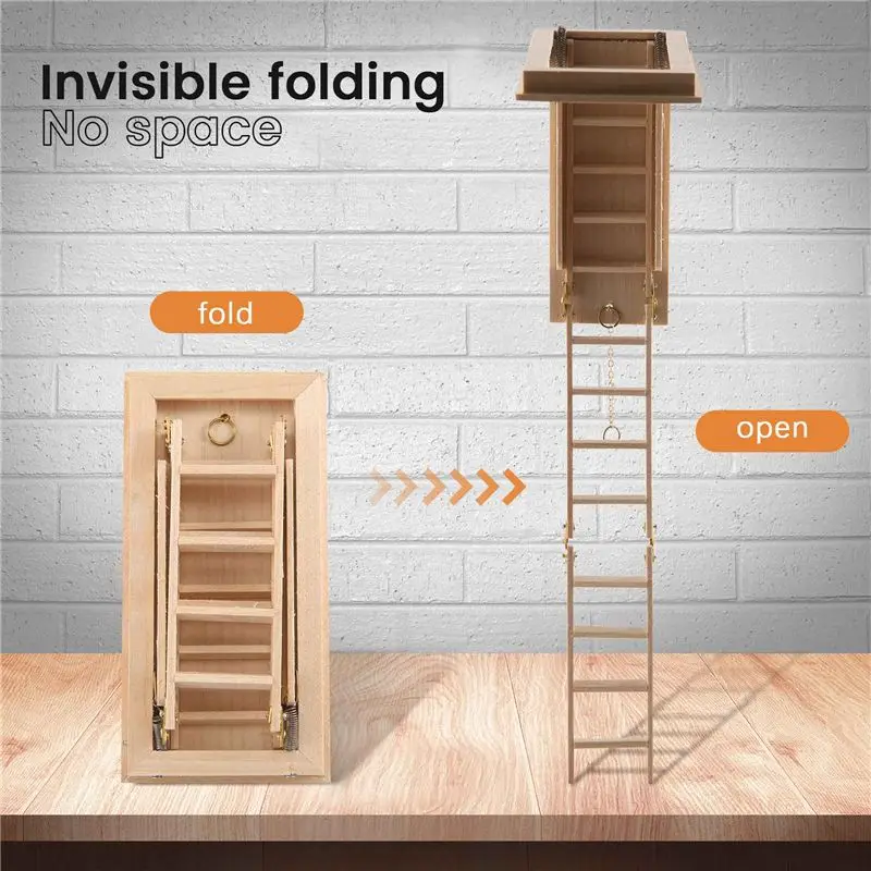 WOTT-1:12 Puppenhaus Mini Moderne Miniaturmöbel Klappbare Dachbodentreppe Hausdekoration