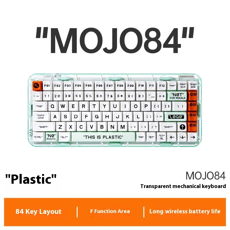 

Melgeek Mojo84 Transparent Three Mode Wireless Bluetooth Mechanical Keyboard Hot Swap Custom Office Mute Plastic Axis 84 Keys