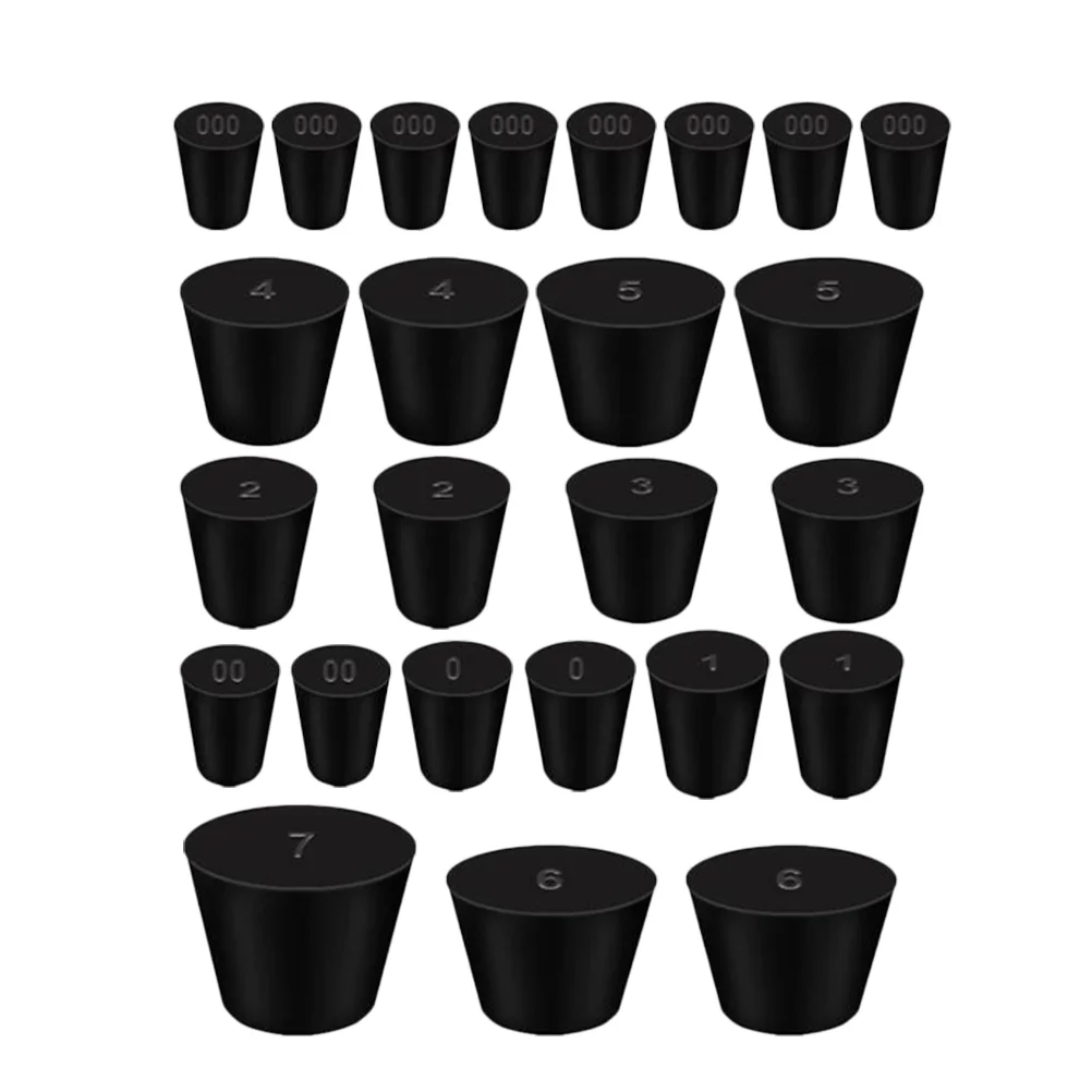 25 tapones de goma para botellas de vidrio, tapón de corcho para botellas de vidrio, color negro