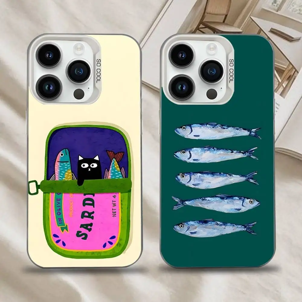 

Fish Funny Sardines Phone Case For iPhone 16,15,14,13,12,11,Mini,Pro,SE,MAX White Matte Shockproof Cover