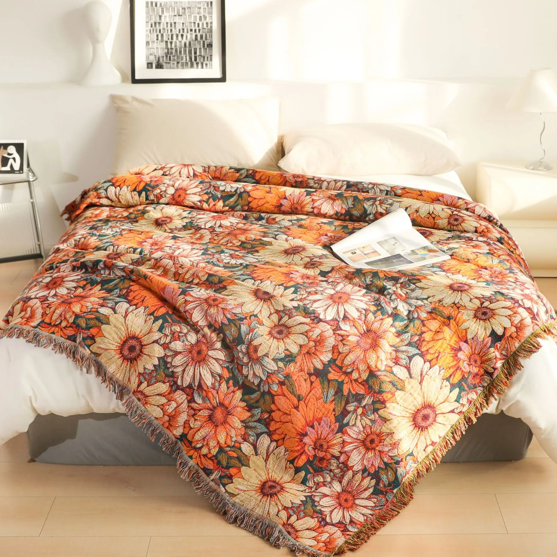 

All-Season 100% Cotton Gauze & Towet Blanket for Adults - Multi-Use Sofa Throw, Office Nap, Spring/Winter Bed Cover