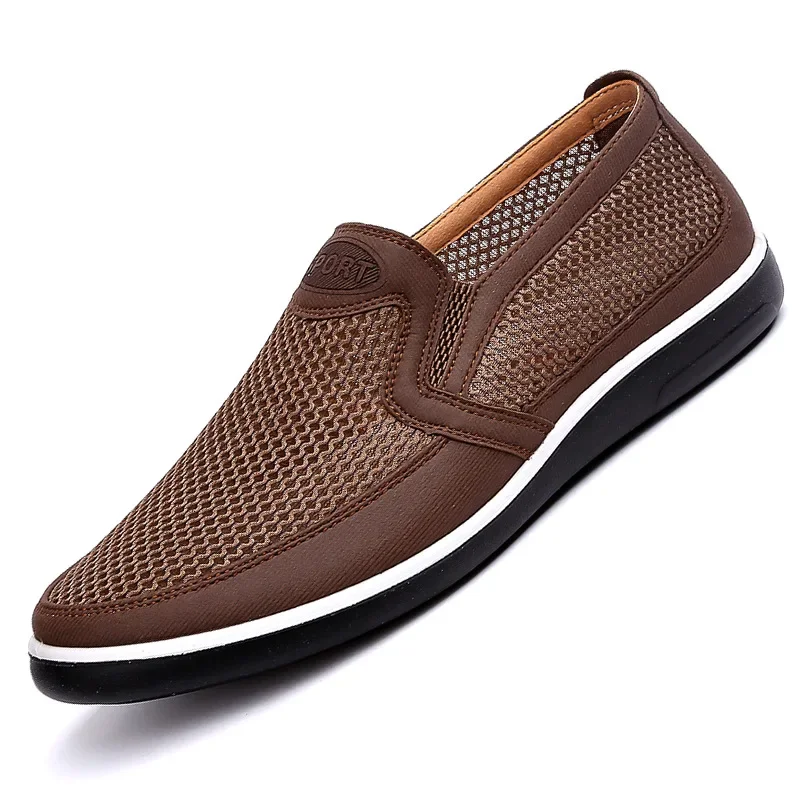 2022 New Summer Mesh Shoes Men Slip-On Flat Sapatos Hollow Out Comfortable Father Shoes Man Casual Moccasins Basic Espadrille