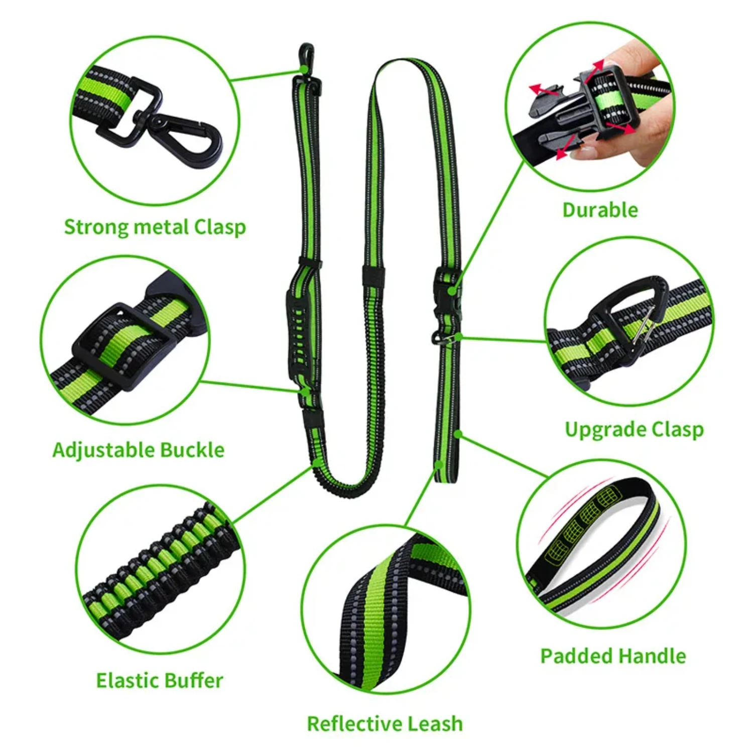 Hands Free High Qulity Retractable Hands Free Dog Leash  Running Dual Handle Bungee Leash Reflective  Large Pet Supplies For dog