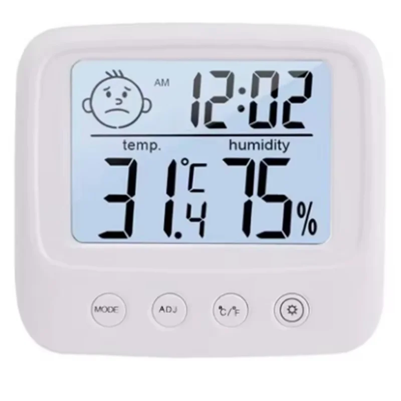 AA01-Indoor Digital Thermometers Hygrometer, Room Temperature And Humidity Gauge With Clock Display Tool