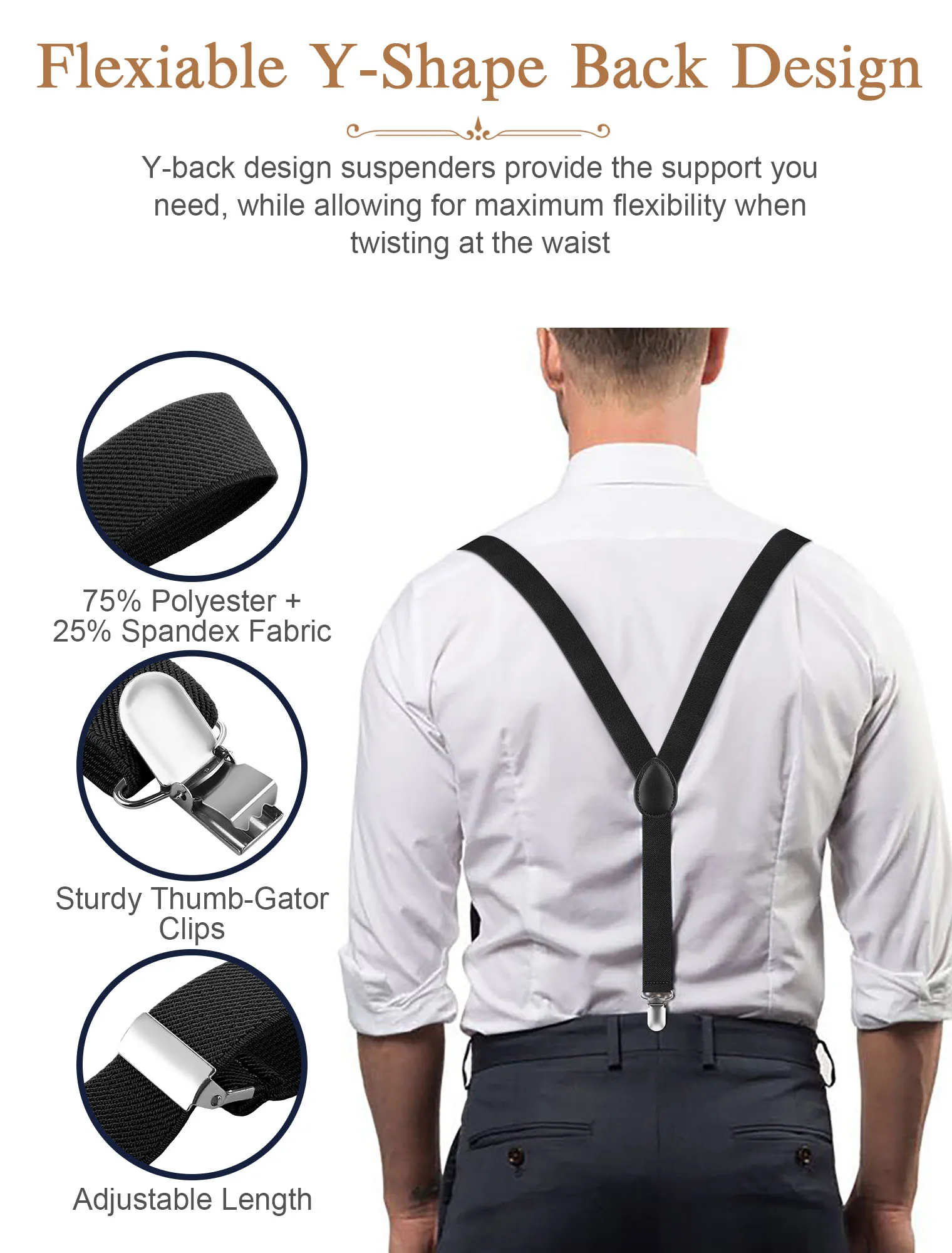 Men's Adjustable Y Shape Suspenders Bow Tie Set