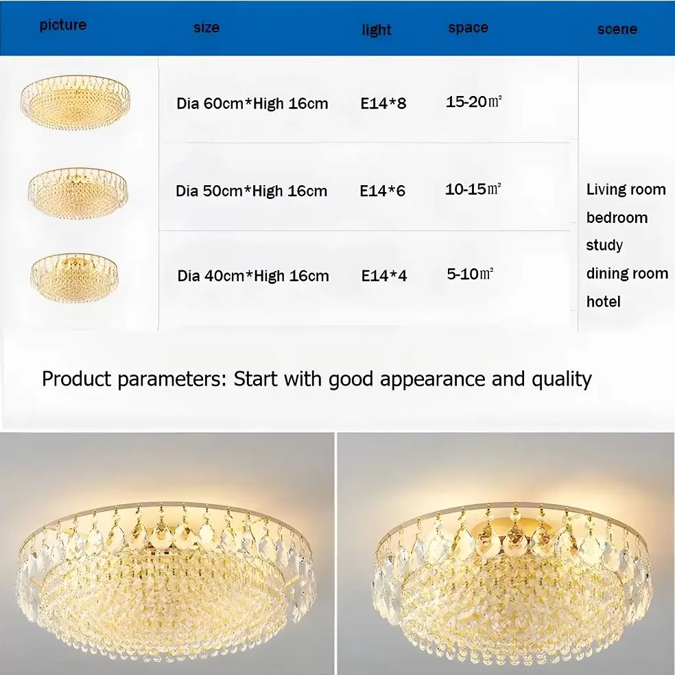 كبير الحديثة مُثبتة في السقف مصباح فاخر كريستال الثريا بريق قلادة تركيبات الإضاءة لغرفة المعيشة الذهب مصابيح ديكور المنزل #6