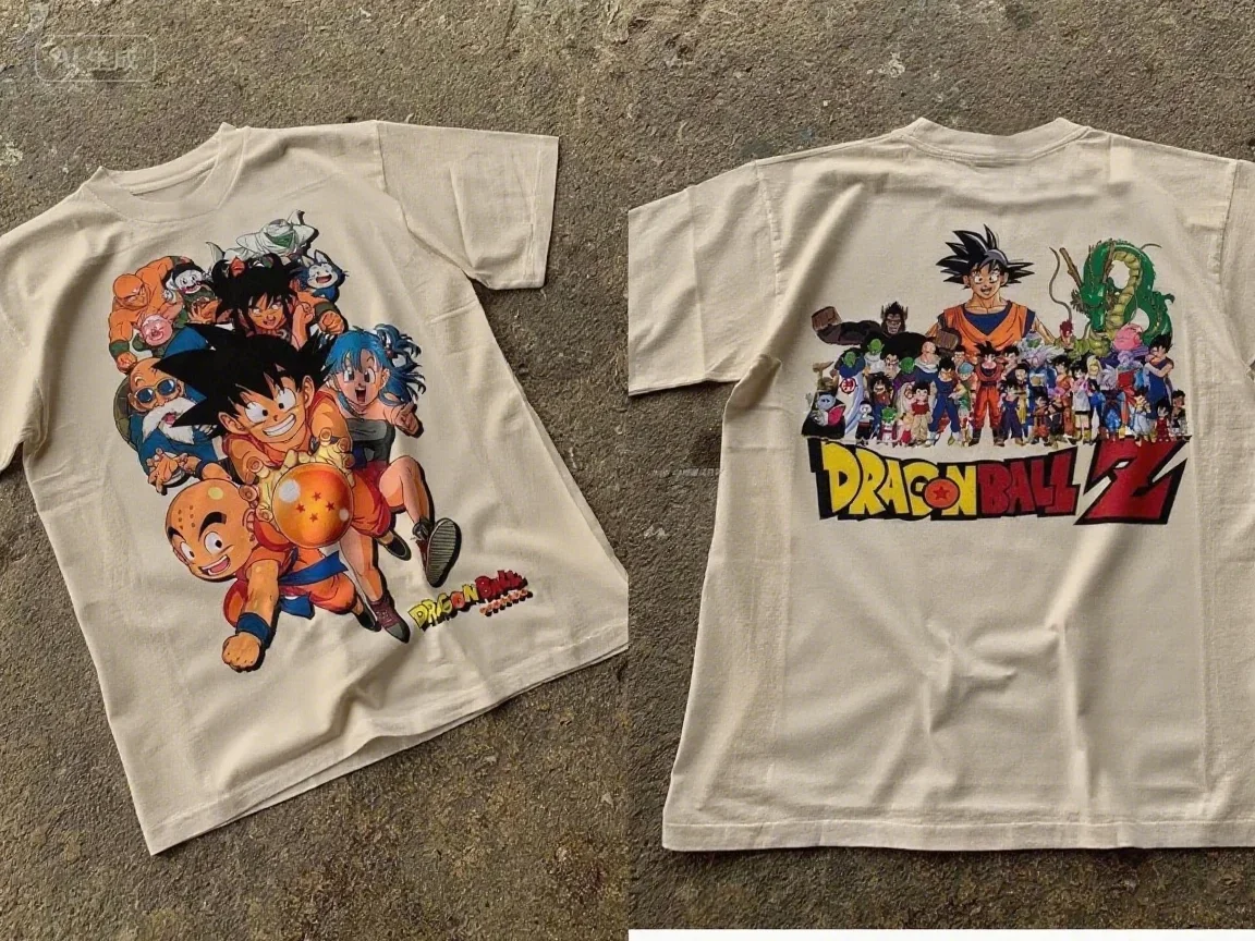 تي شيرت دراغون بول قطني بأكمام قصيرة فضفاض كبير الحجم كاجوال رياضي للياقة البدنية أنيمي لطيف بلايز ملابس هاراجوكو للرجال