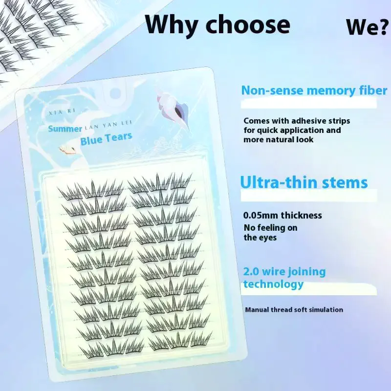 10 Rows Voluminous Glue-free False Eyelashes 5D Fluffy Thick False Apply Extension Natural Lash Easy Segmented Curling Eyelashe